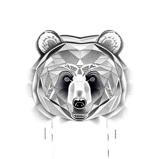 Bear looking back with an intense stare tattoo design idea