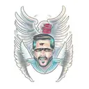 the name Jason W. Maxwell written in cursive with angel wings on both sides tattoo design idea
