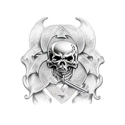 Totenkopf mit BVB emblem und schriftzug "Bis in den Tod" tattoo design idea