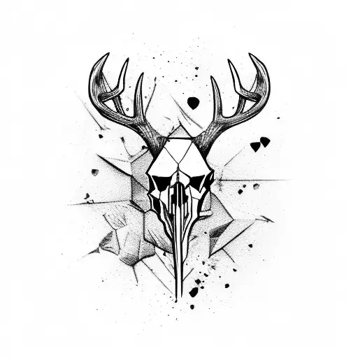 Arrow deer skull tattoo design idea