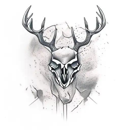 Arrow deer skull tattoo design idea