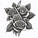 knife and roses  tattoo design idea