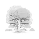 minimal banyan tree in hexagonal frame tattoo design idea