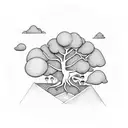 minimal banyan tree in hexagonal frame tattoo design idea