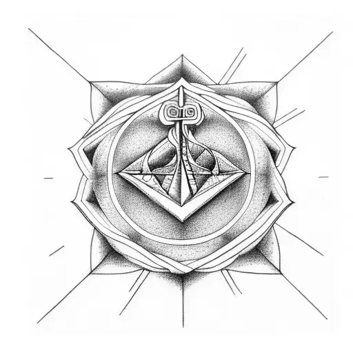 Powerful Anchor with sacred geometry and spirituality tattoo design idea