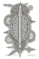 Celtic ogham with design featuring a spear tattoo design idea