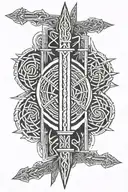 Celtic ogham with design featuring a spear tattoo design idea