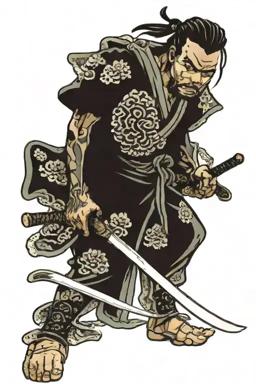 yasuke black samurai holding sword tattoo design idea