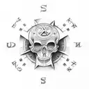 rock climbing compass skull tattoo design idea