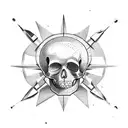 rock climbing compass skull tattoo design idea
