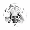 rock climbing compass skull tattoo design idea
