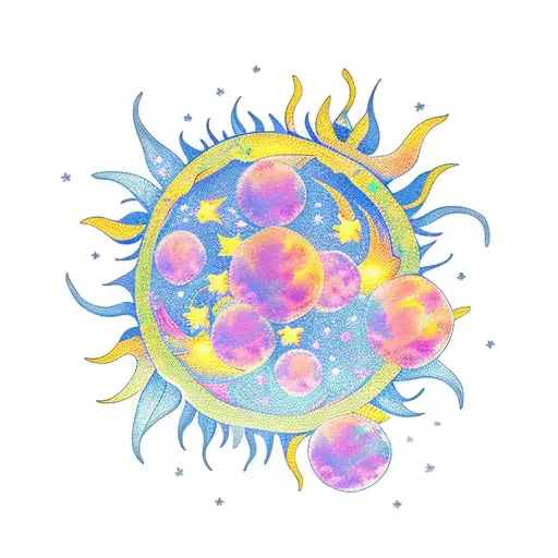 Flower Moon Sun tattoo design idea