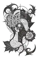 A symbolic tattoo representing the connection between family and trap music, with a modern twist in blackwork style tattoo design idea