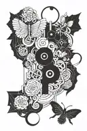 A symbolic tattoo representing the connection between family and trap music, with a modern twist in blackwork style tattoo design idea