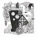 A symbolic tattoo representing the connection between family and trap music, with a modern twist in blackwork style tattoo design idea