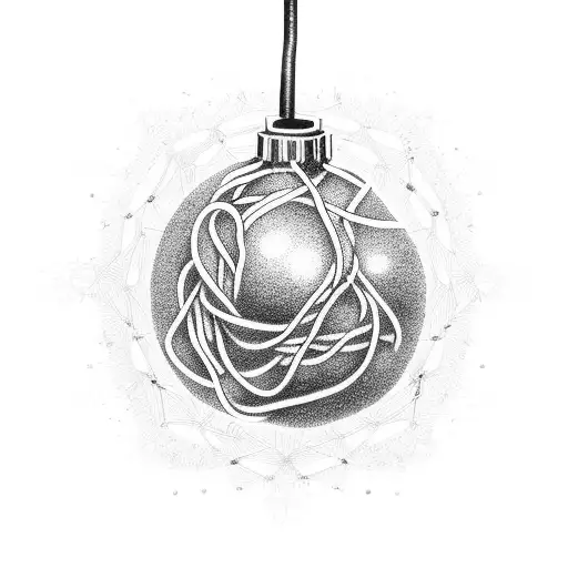 ball of tangled Christmas light bulbs tattoo design idea