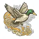 duck flying tattoo design idea