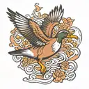 duck flying tattoo design idea