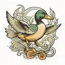 duck flying tattoo design idea