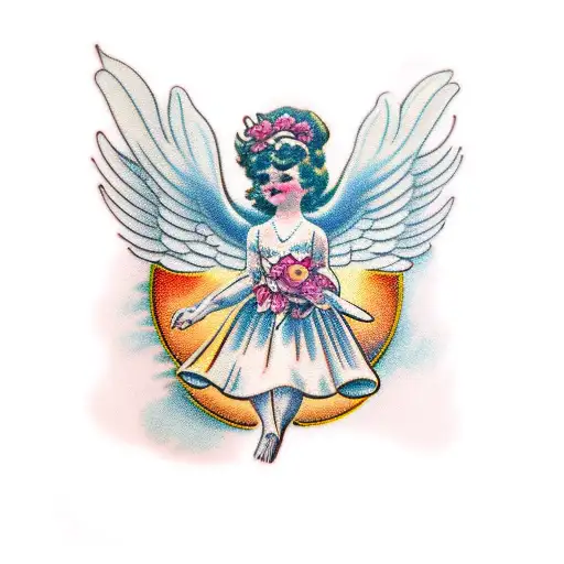 precious moments porcelain angel tattoo design idea
