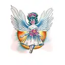 precious moments porcelain angel tattoo design idea
