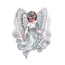 precious moments porcelain angel tattoo design idea