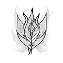 word perseverance with a feather writing it and flames around it. tattoo design idea