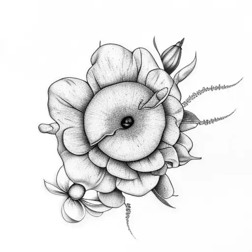 mustard seed flower and dogwood flower tattoo design idea