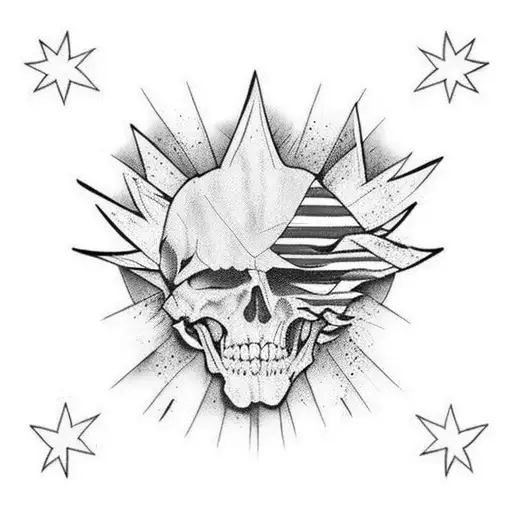 three percenter tattoo with tattered American Flag tattoo design idea