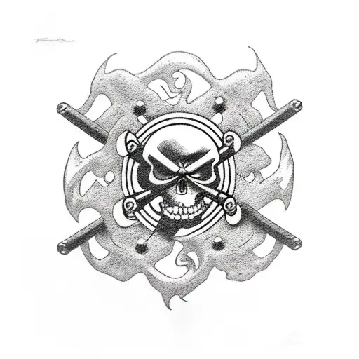 Skull and Crossbones, 4 star Dragonball, one piece straw hat tattoo design idea