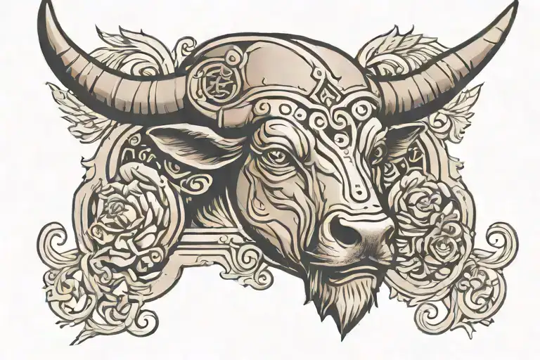 pauldron with a taurus on it tattoo design idea