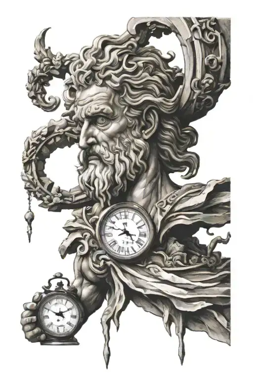 zeus and time clock tattoo design idea