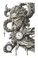 zeus and time clock tattoo design idea