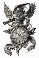 zeus and time clock tattoo design idea