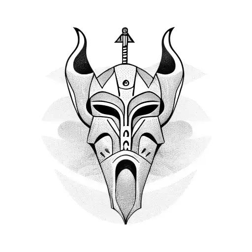 African Masked hunter tattoo design idea