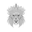 African Mask and lion tattoo design idea