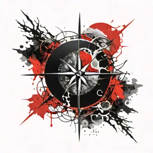 moon viking compass sea forest tattoo design idea