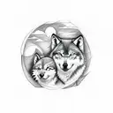 A sketch-style tattoo featuring two wolf cubs playing, representing the playful and adventurous nature of the client's daughters tattoo design idea