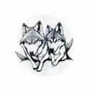 A sketch-style tattoo featuring two wolf cubs playing, representing the playful and adventurous nature of the client's daughters tattoo design idea