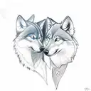 A sketch-style tattoo featuring two wolf cubs playing, representing the playful and adventurous nature of the client's daughters tattoo design idea