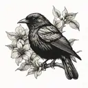 Blackbird sat tattoo design idea