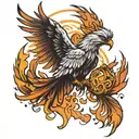 Resurection of a phoenix rising from the ashes tattoo design idea