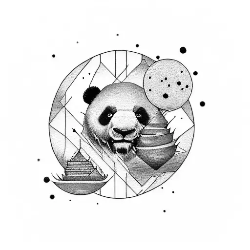 Black Moon emoji and panda tattoo design idea