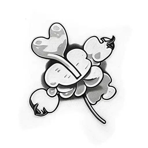 4 leaf clover with stem and horns growing from top tattoo design idea