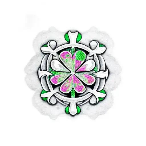 devil 4 leaf clover tattoo design idea