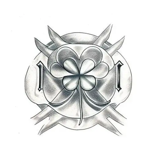 4 leaf clover with devil horns tattoo design idea