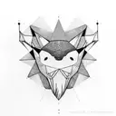 Geometric black and white stingray straight line upper arm to elbow tattoo design idea