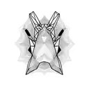 Geometric black and white stingray straight line upper arm to elbow tattoo design idea