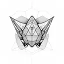 Geometric black and white stingray straight line upper arm to elbow tattoo design idea