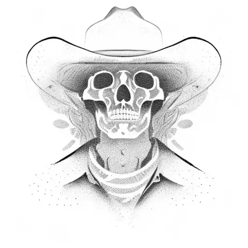 Cowboy silhoutte laying facedown before an oasis tattoo design idea